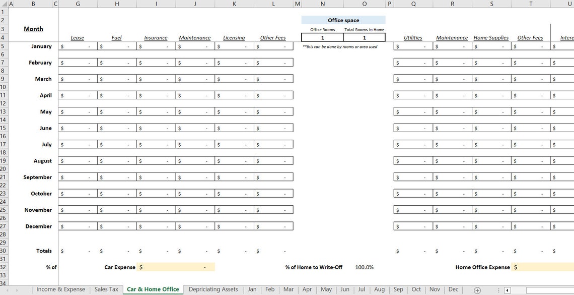 Easy Bookkeeping Template With Sales Tax Calculation Etsy