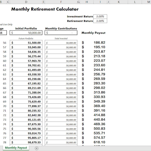 Excel Retirement Calculator Etsy