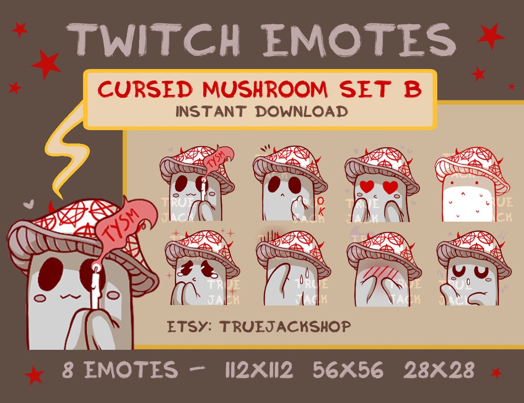 Cursed Mushroom Ghost Emotes SET B | Twitch | Discord | Youtube | Goth ...