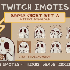 Simple Ghost Emotes SET A | Twitch | Discord | Youtube | Goth Wicca ...