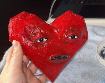 Corazón de San Valentín espeluznante hecho a mano, adorno de escritorio de papel, colgante de pared, varios colores