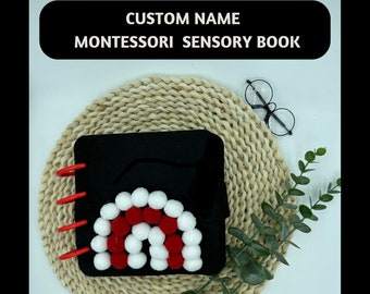 Custom Name High Contrast Baby Sensory Book, Montessori Quiet Book