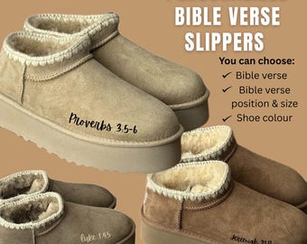 Pantofole personalizzate con versetti della Bibbia - Regalo cristiano, comode foderate in pelliccia