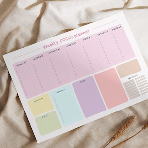 Weekly Planner Pad | Printable notepad | Desk Planner with Habit Tracker | Weekly Notepad | Daily Planner | To Do List Desk Pad