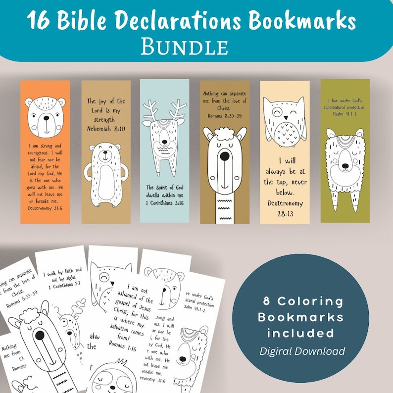 16 Bible Verse Declaration Printable Bookmarks | Animal Bookmarks | DIY ...