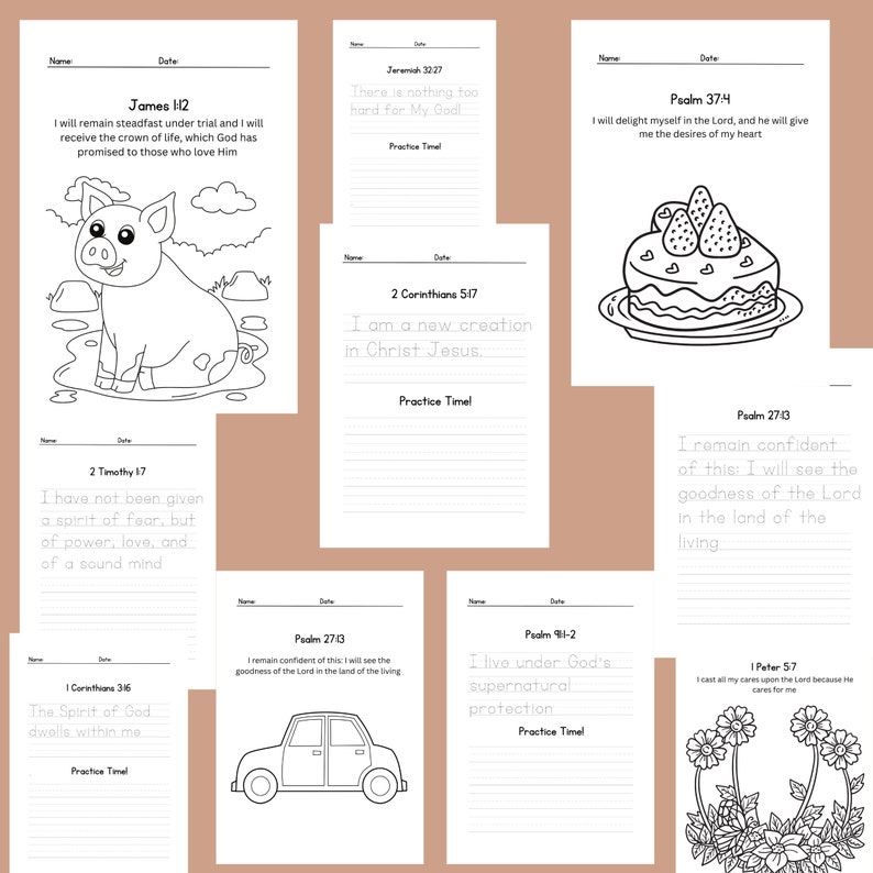 Bible Verse Declaration Tracing & Coloring Bible Printables - Etsy