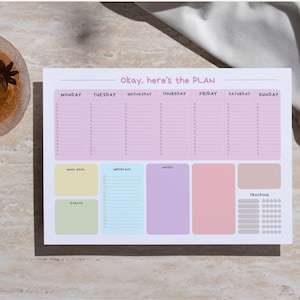 A4 Weekly Planner Pad | Desk Planner with Habit Tracker | Weekly Notepad | Daily Planner | To Do List Desk Pad