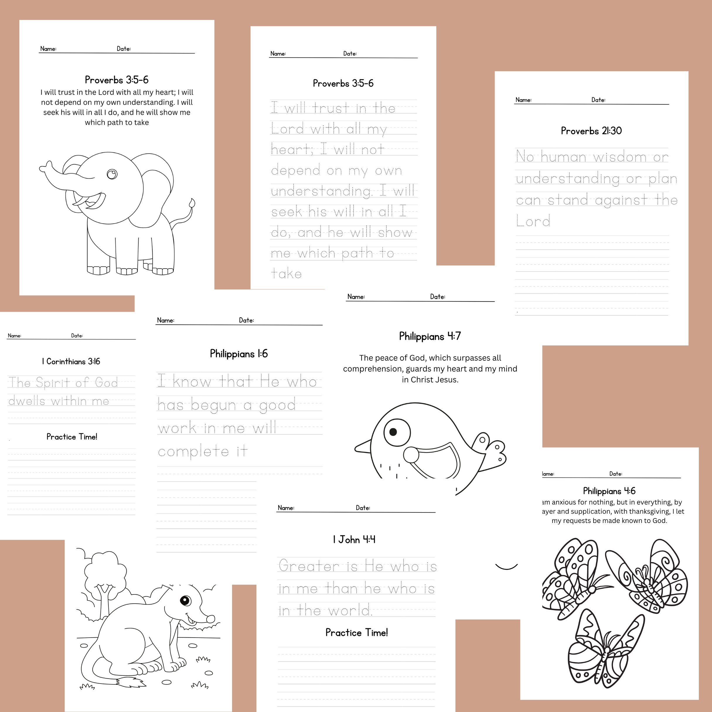 Bible Verse Declaration Tracing & Coloring, Bible Printables for Kids ...