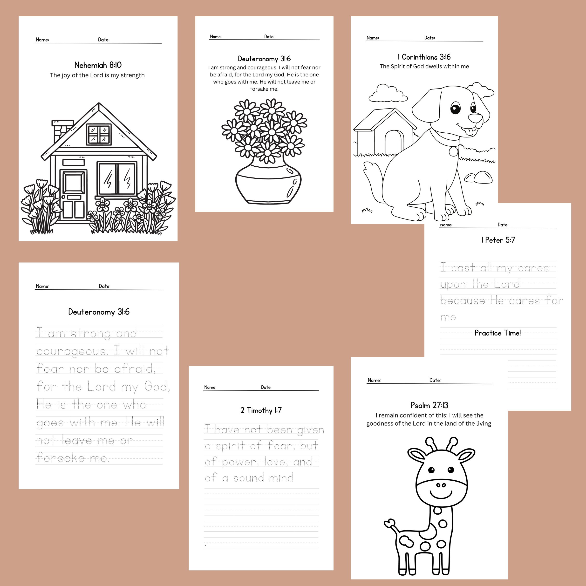 Bible Verse Declaration Tracing & Coloring, Bible Printables for Kids ...