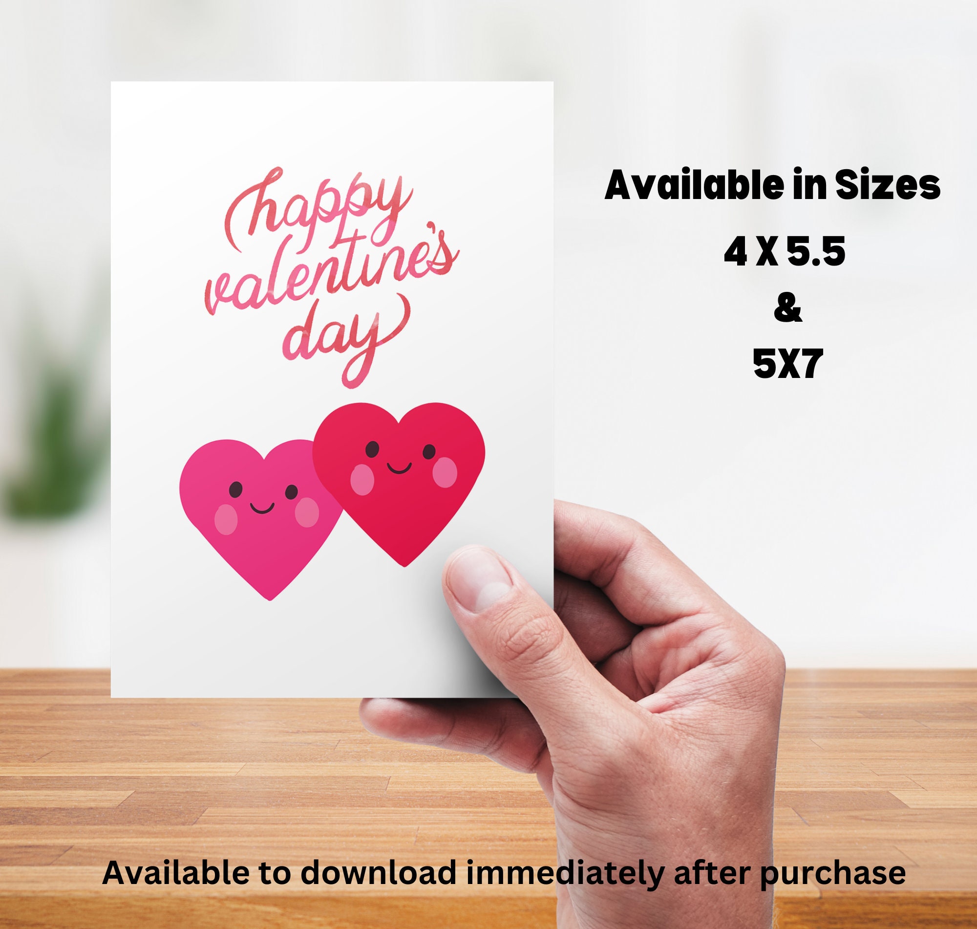 Printable Valentines Day Card/ Happy Valentines Day Card/heart/ Instant ...