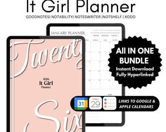 Planificador digital 2026, GoodNotes, iPad, Android, Notability, Paquete completo de la tienda, Planificadores PDF con hipervínculos, Plantillas, Diarios, Pegatinas