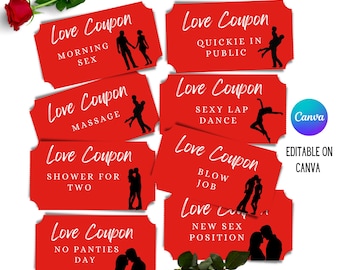 Libro de cupones traviesos de San Valentín, cupones de amor pervertidos de San Valentín, Día de San Valentín para adultos editable, regalo de San Valentín, cupones de amor para él, para ella