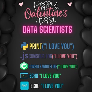 Data Scientists: Wünsche deinen Kollegen und Freunden einen guten Valentinstag mit dieser digitalen Karte | SVG | PNG | Machen Sie es individuell nach Ihren Bedürfnissen