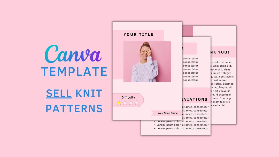 Knit Pattern Template Crochet Template Knit Template Pink Etsy