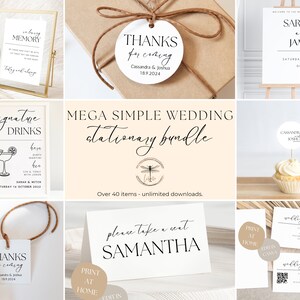 Simple Wedding Mega Stationary Bundle Digital Template INSTANT DOWNLOAD Modern Elegant Minimalist Natural Minimalistic Neutral Basic - SIM