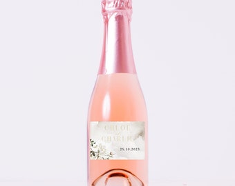 Magnolia Flower Mini Champagne Labels Digital Template, White Floral Wedding Stationary, Blush Pink Flowers, Wedding Guest Favors - MAG