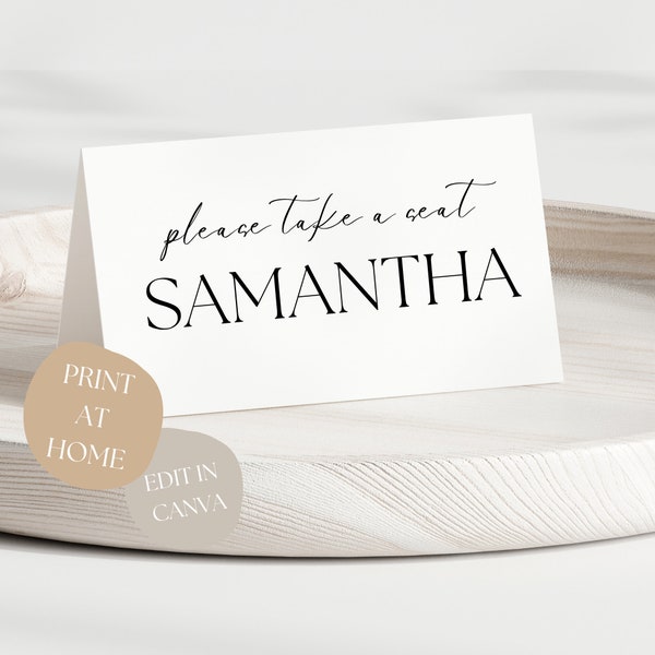 Simple Folded Place Card 4x3.5" Digital Template INSTANT DOWNLOAD Modern Elegant Clean Basic Natural Minimalist Minimalistic Neutral - SIM