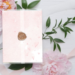 Pink Hearts Vellum Wrap 11x7&quot; Digital Template INSTANT DOWNLOAD Woodland Forest Floral Deer Girly Whimsy Birthday Roses Pretty Sweet - PDR