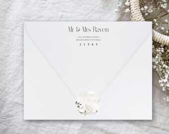 Magnolia Flower Sticker Seals Digital Template, White Floral Wedding Stationary, Blush Pink Flowers, Envelope Stationary, Avery Labels - MAG