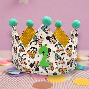 Corona di Compleanno in cotone fantasia Topolino and friends, corona per feste per bambini