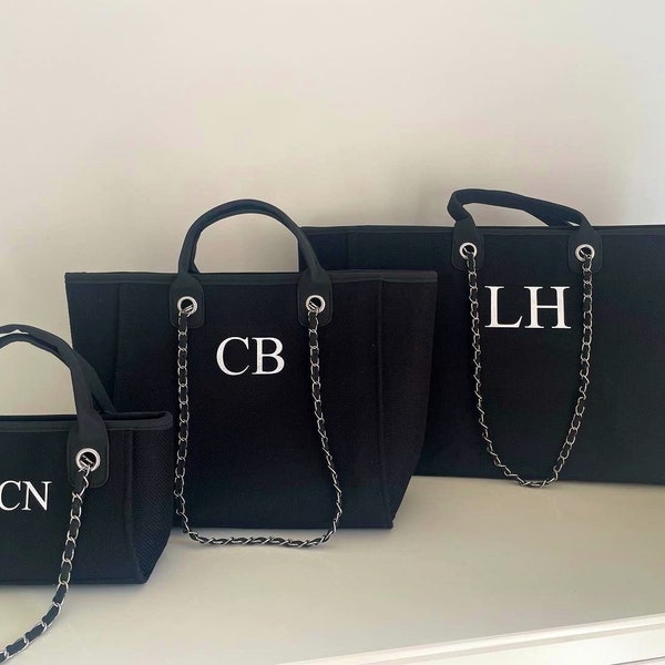 Personalised Tote Bags | Handbag | Women’s personalised tote | Initial bag | Mother’s Day | Valentines Day | Birthday Gift | Chain bag