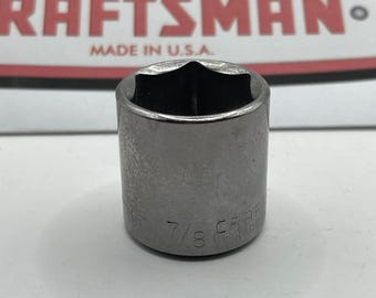 Craftsman 7/8 Socket 3/8 Drive 6 Point 43013 GI Made in USA Vintage Chrome SAE