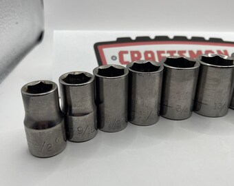 Craftsman USA 1/2 Drive 6-Point Socket Set SAE & Metric 12pc Mixed 44055 44257