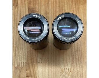 Set van 2 Argus 4 inch projectie anastigmat f3.5 lenzen, vintage projectoronderdelen.