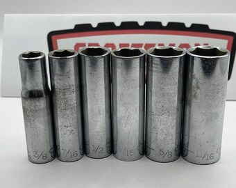 Craftsman V Series 6pc Deep Well Socket Set 3/8 Drive SAE 6 Point Made in USA