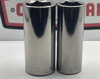 Craftsman 3/8 Drive Deep Well Socket Set 11/16 13/16 6 Point USA 43336 43338