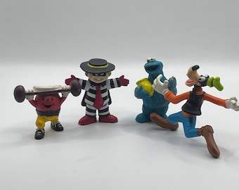 Vintage jaren 90 PVC-figuurtjes: McDonald's Hamburglar, Cookie Monster, Goofy, Kool-Aid Man