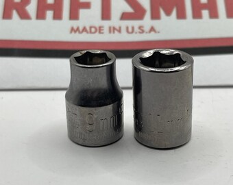 Craftsman 9mm 43541 and 11mm 43543 Metric 6-Point 3/8 Drive Sockets Made in USA