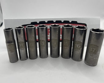 Craftsman 8pc Deep Socket Set 10-17mm 6-Point 3/8 Drive Made in USA 45866-45874