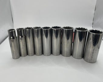 Craftsman 9pc 1/2 Drive Deep 12 Point SAE Sockets 1/2-1-1/16 USA G 47521-47532