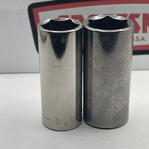 Vaso profundo Craftsman de 3/8", 3/4" y 7/8", 6 puntas, fabricado en EE. UU., 43337, 43339, serie G