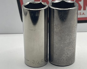Craftsman 3/8 Drive Deep Well Socket 3/4 7/8 6-Point USA 43337 43339 G Series