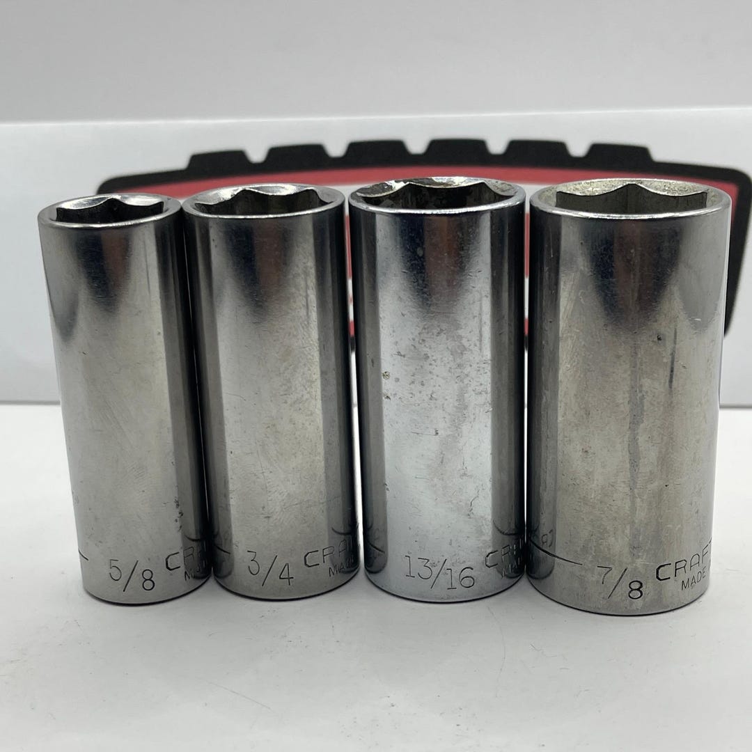 Craftsman 4pc Deep Well Socket Set 3/8 Drive 6 Pt SAE USA G Series 5/8 ...