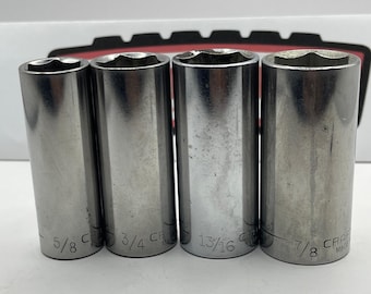 Craftsman 4pc Deep Well Socket Set 3/8 Drive 6 Pt SAE USA G Series 5/8-7/8