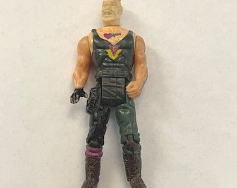 Vintage 1986 M.A.S.K. Bruno Sheppard actiefiguur met vervangende tatoeages van 3,75 inch.