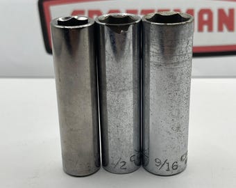 Craftsman 3pc Deep Well Socket Set 3/8 Drive SAE 7/16 1/2 9/16 USA 43331