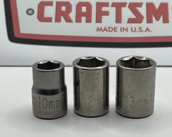 Craftsman V Series Metric Sockets 10 12 13mm 3/8 Drive 6pt USA 43542 43544 43546