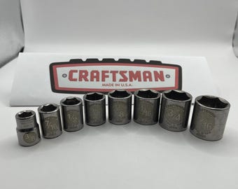 Craftsman 8pc SAE Socket Set 3/8 Drive 6 Point Made in USA 45823-45831 Chrome