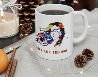 Liberty Grace women Empowerment Mug Woman Life Freedom Zan Zendegi Azadi Mahsa Amini Iran Feminist Movement Art Graphic Ceramic Mug 11oz