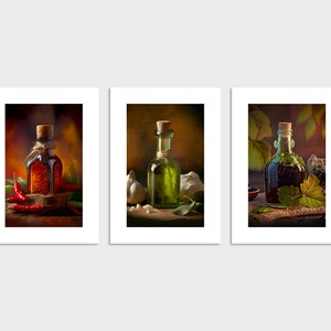 Rustic Charm Infused Oil Still Life Digital Prints for your Kitchen, Restaurant or Coffee Shop decor