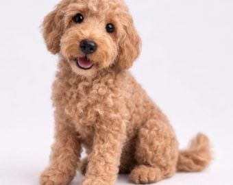 Needle Felted Labradoodle – 3 Inch Wool Sculpture – Dog Lover Gift