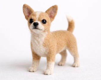 Chihuahua infeltrito ad ago – Scultura in lana da 3 pollici – Regalo per gli amanti dei cani