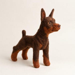 Needle Felted Doberman Pinscher – 5 Inch (13 cm) Wool Sculpture – Dog Lover Gift
