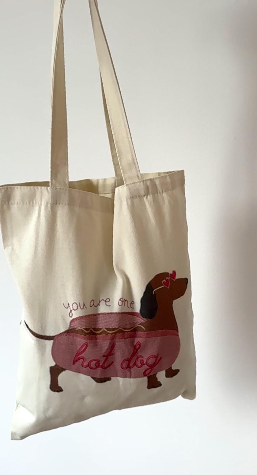 Dackel-Tragetasche Für Damen – 40x40x13 Cm, Polyester, Wiederverwendbar, Mit Innentasche
