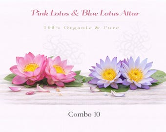 Lotus Attar Perfume Oil Set | Pink & Blue Lotus, Alcohol-Free