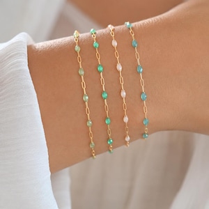 Custom Fit Paperclip Enamel Bracelet, Colorful Chain, Gold Filled or Sterling Silver, Waterproof Everyday Minimalist Jewelry, Gift for Her.